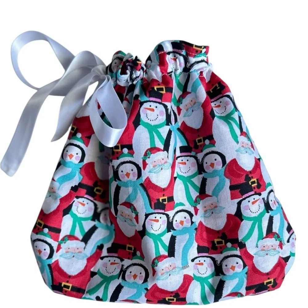 Hand Crafted Colorful Festive Christmas Themed Eco Friendly Reusable Gift Bag